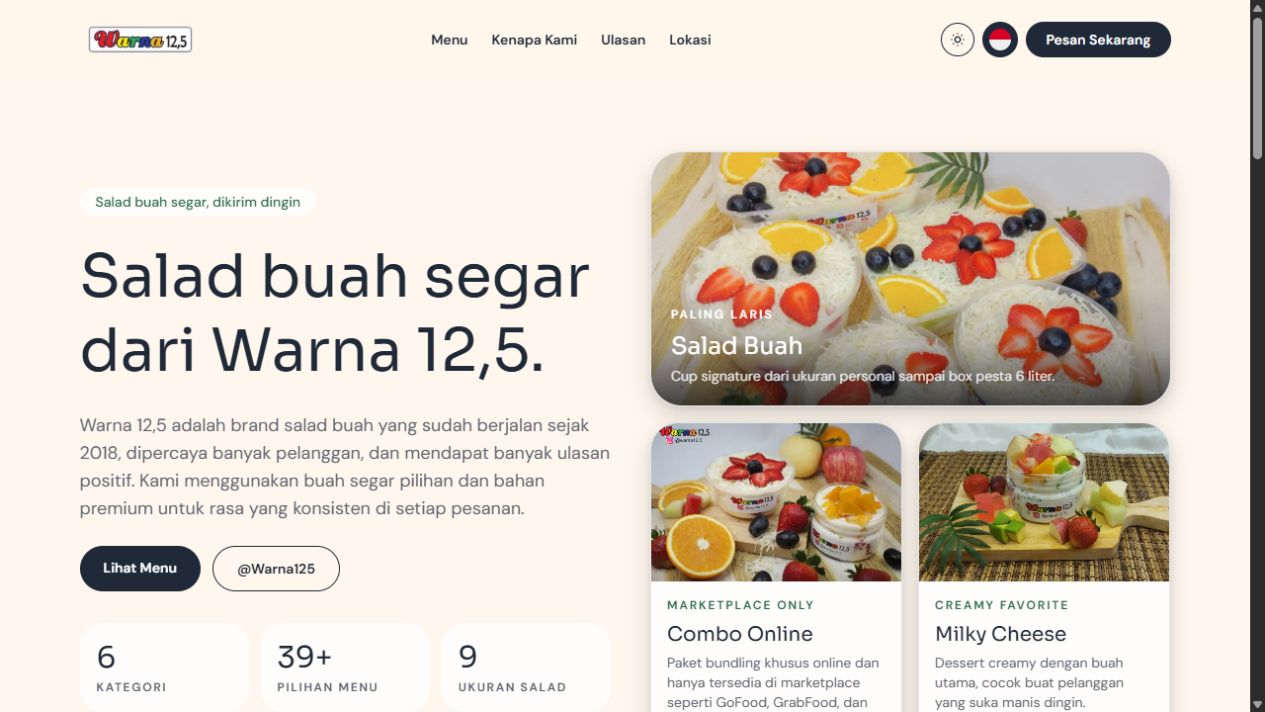 Warna 12,5 website preview